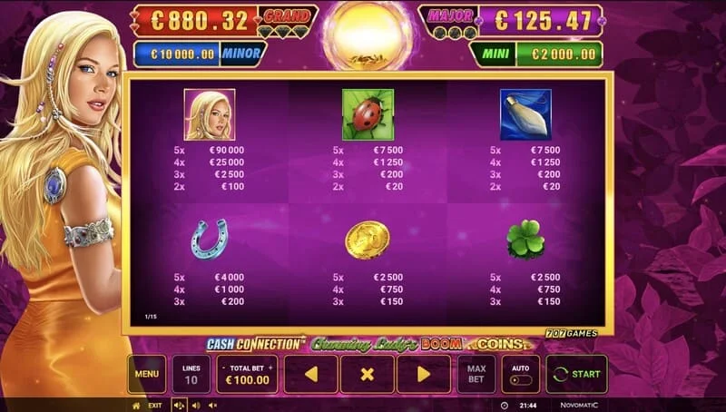 Cash Connection - Charming Lady's Boom Coins - мини-игра Boom Spins на проширена мрежа